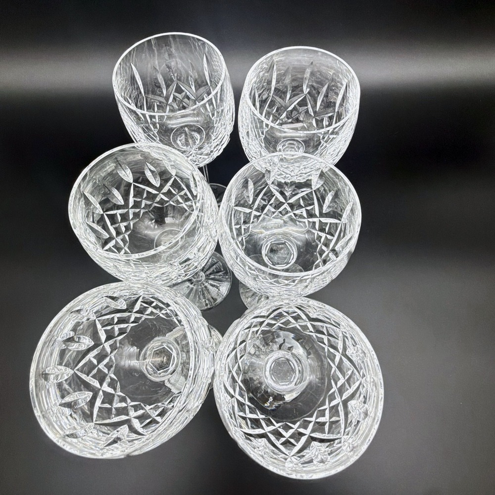 Waterford Lismore Crystal Hock Wine Glasses Set Of 6 Stemware 7.375" - Picture 8 of 13
